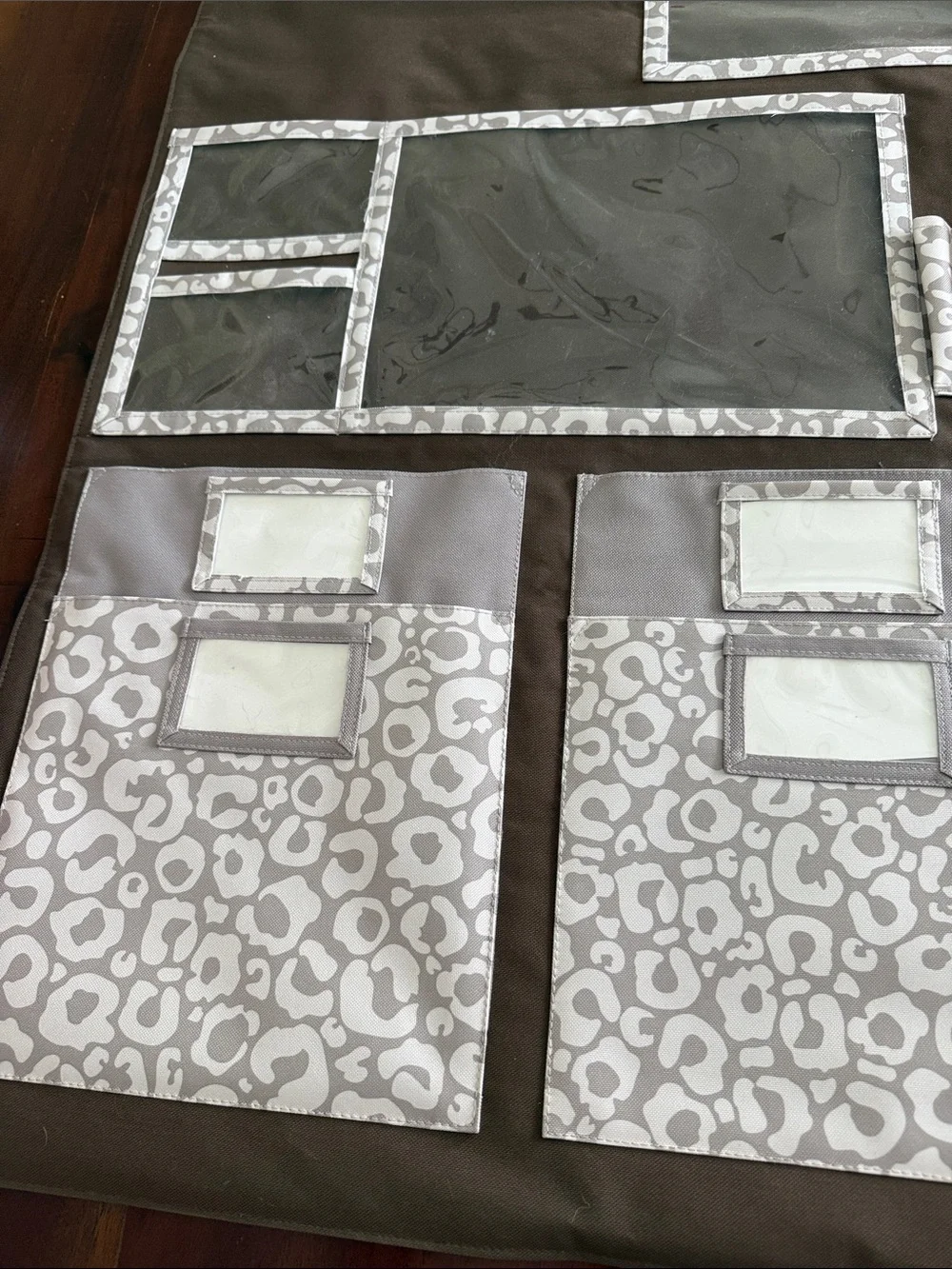 Gently used - Brand: Thirty-one Brown and Cream Leopard Print Hanging Organizer